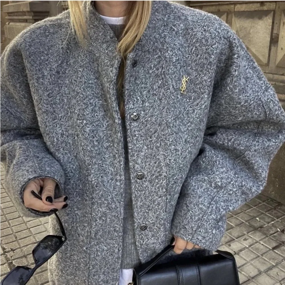 Zara Textured Bomber Jacket - Grey - Picture 1 of 10